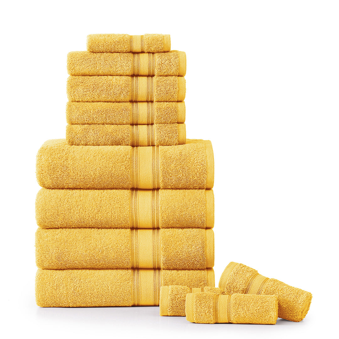 12 Piece 100% Cotton Towel Set 550GSM - Mimosa